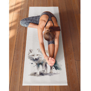 Tapis De Yoga Beauté de l'Arctique : Coutume de Fox d'hiver
