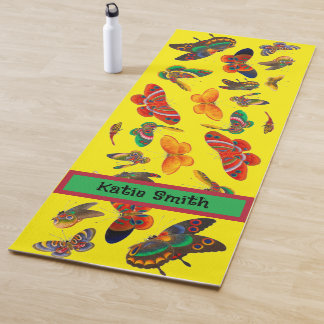 Tapis De Yoga Beaux Papillons Écrivez Votre Propre Nom Yoga Mat