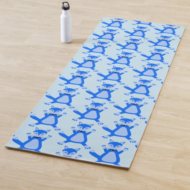 Tapis De Yoga Bébé Bleu Cute Garçon Fox Motif (En situation)