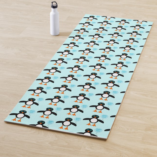 Tapis De Yoga Bébé Bleu mignon Garçon Pingouin Yoga Mat (En situation)