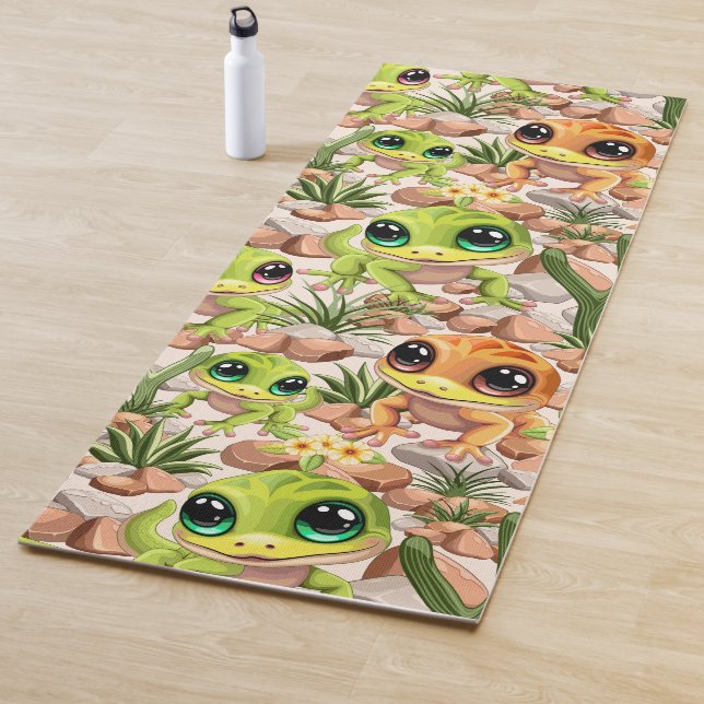 Tapis De Yoga Bébé Geckos jote personnages de dessin (En situation)