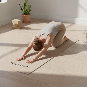 Tapis De Yoga Beige et monogramme personnalisés Nom Yoga Mat