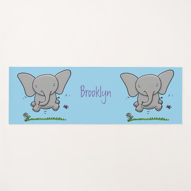 Tapis De Yoga Belle adorable dessin d'éléphant bébé (Devant (Horizontal))