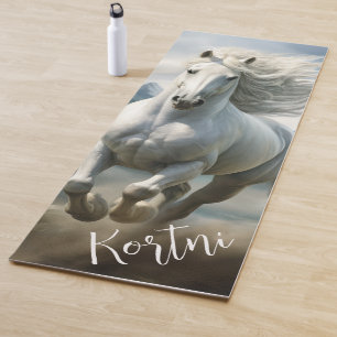 Tapis De Yoga Belle équestre blanche