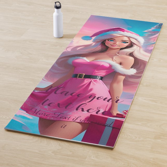 Tapis De Yoga Belle fille de Noël rose 01 (En situation)