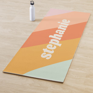 Tapis De Yoga Belle Monnaie Rétro Pastel Grandes Géométriques   
