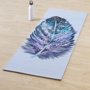 Tapis De Yoga Belle plumes Yoga Mat Bleu - Couleurs Personnalisé