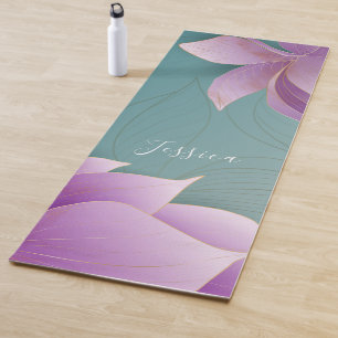 Tapis De Yoga Belles fleurs de lotus violets Personnalisé Yoga M