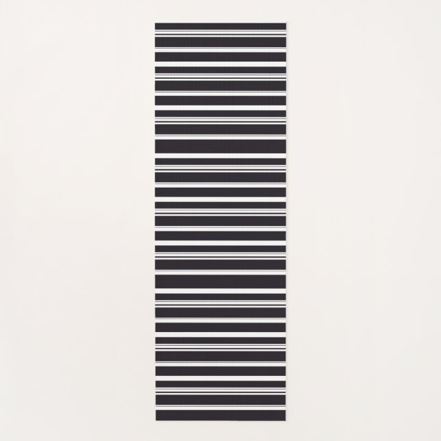 Tapis De Yoga Belles rayures blanches noires (Devant)