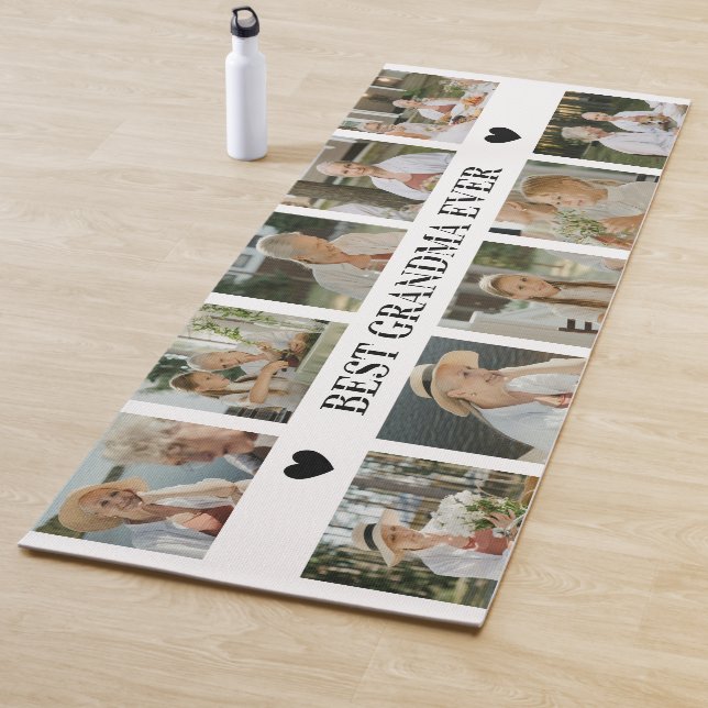 Tapis De Yoga Best Grandma Ever Photo Collage – Gift with Hearts (En situation)