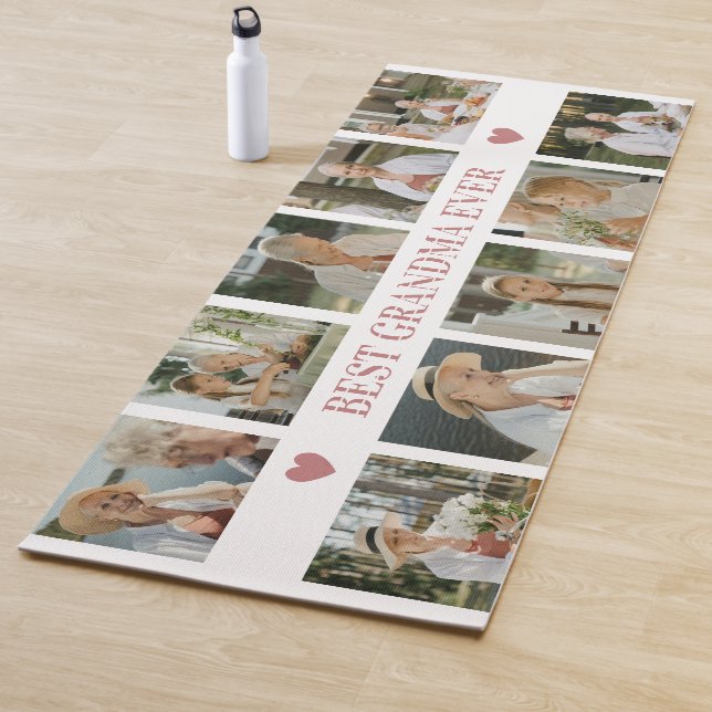 Tapis De Yoga Best Grandma Ever Photo Collage – Gift with Hearts (En situation)