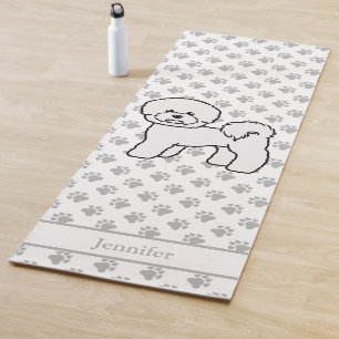 Tapis De Yoga Bichon Frise Chien de Dessin Animé Mignon Avec Nom