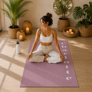 Tapis De Yoga Bien-être minimaliste violet mauve personnalisé