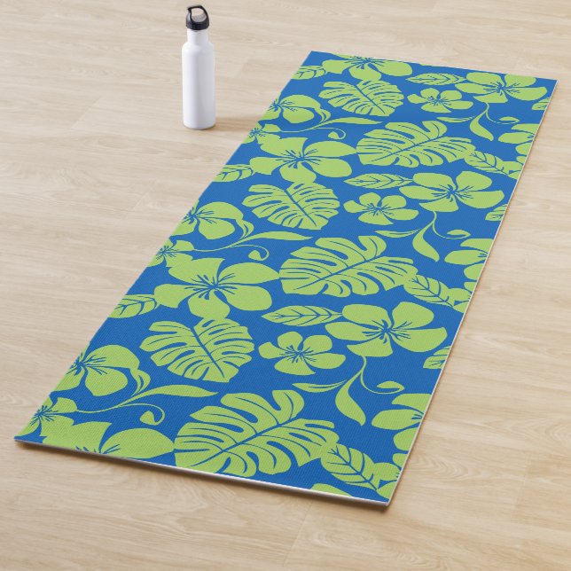 TAPIS DE YOGA BIKINI ROSE (BLEU/VERT) (En situation)