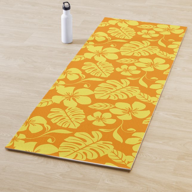 TAPIS DE YOGA BIKINI ROSE (TANGERINE/JAUNE) (En situation)