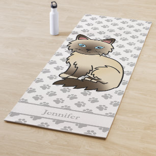 Tapis De Yoga Birman / Ragdoll Point Chocolat Avec Pattes & Nom