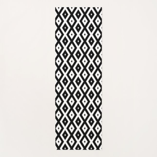 Tapis De Yoga Black and white diamond pattern (Devant)