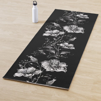 Tapis De Yoga Black and White Floral Yoga Mat