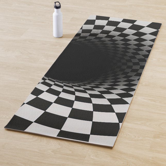 Tapis De Yoga Black and White Optical Illusion Tunnel (En situation)