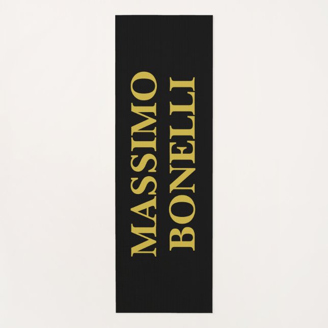 Tapis De Yoga Black Gold Modern Minimalist Elegant Your Name (Devant)