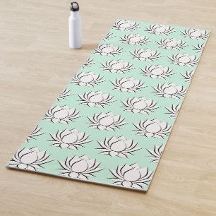 Tapis de Yoga blanc avec motif de fleurs de lotus