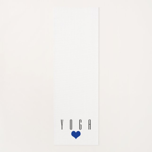 Tapis De Yoga Blanc avec noir Texte Bleu Coeur (Devant)