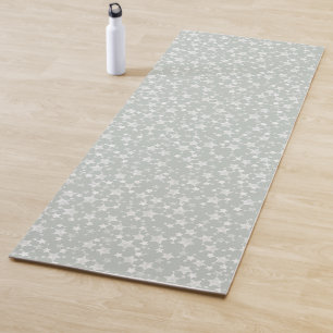 Tapis De Yoga Blanc sur gris-vert Motif d'étoiles d'impression