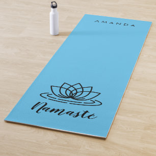 Tapis de yoga bleu avec lotus pour enseignant ou i