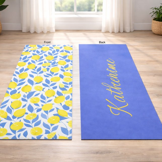 Tapis De Yoga Bleu citron Méditerranée (Créateur téléchargé)