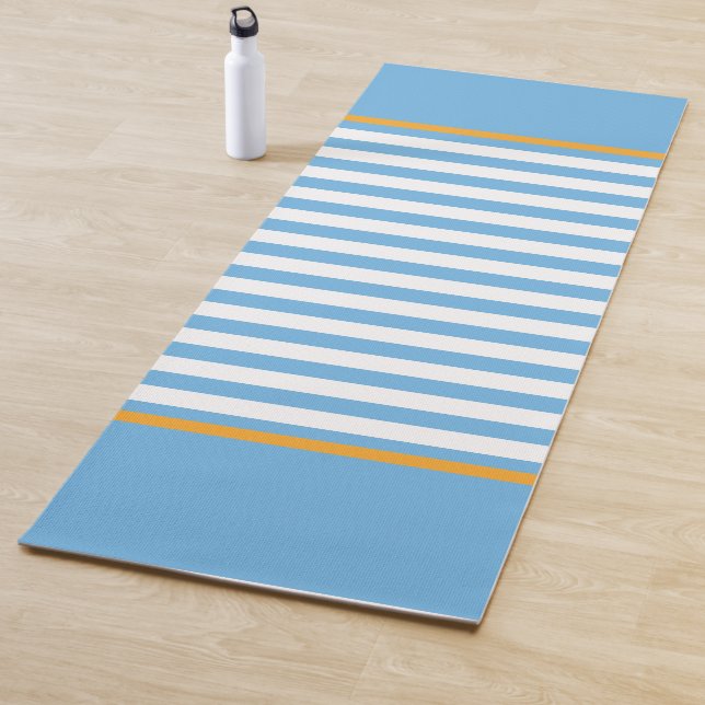 Tapis De Yoga Bleu Et Blanc Gratté (En situation)
