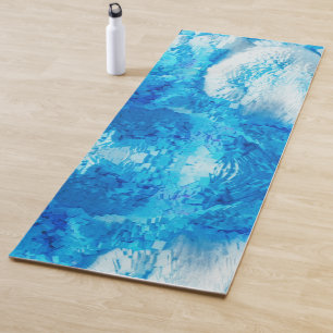 Tapis De Yoga Bleu et blanc Mélange d'art Abstrait