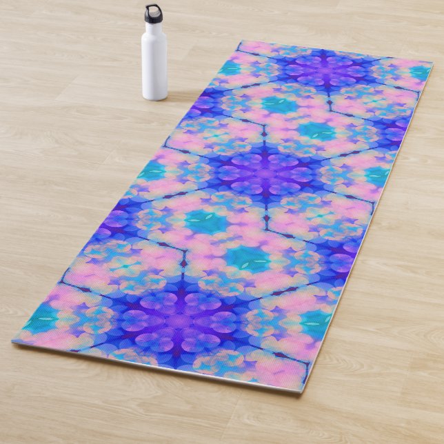 Tapis De Yoga Bleu et rose Gradient Pastel Bubble Art (En situation)