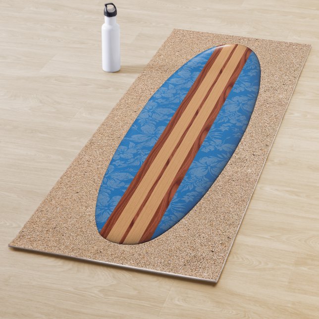 Tapis De Yoga Bleu hawaïen de planche de surf de Longboard de (En situation)