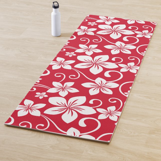 TAPIS DE YOGA BLEU HAWAII (ROUGE) (En situation)