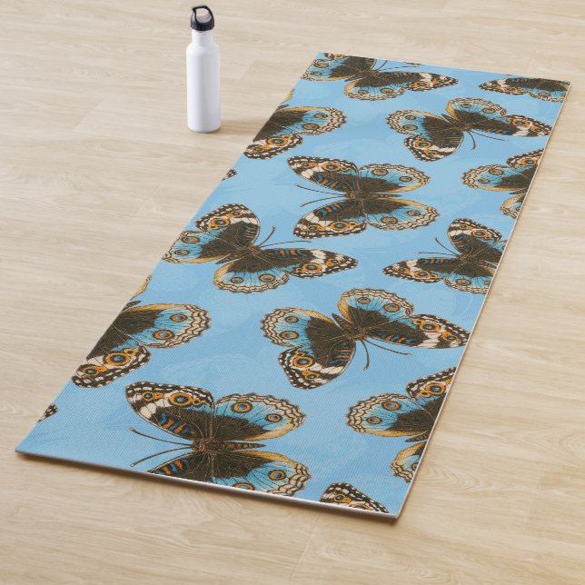 Tapis De Yoga Bleu motif papillon Pansy (En situation)
