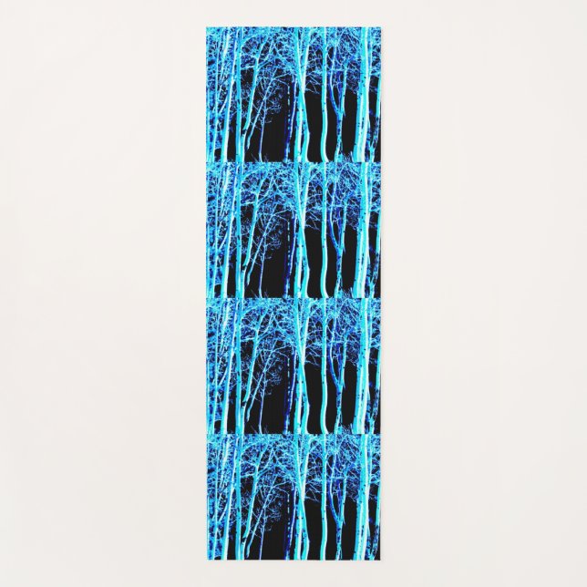 Tapis De Yoga Bleu/noir bouleau nocturne Thunder_Cove (Devant)
