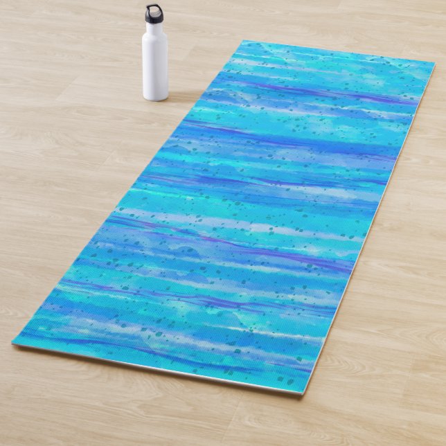 Tapis De Yoga Bleu personnalisé, violet, Turquoise, Aqua Abstrai (En situation)