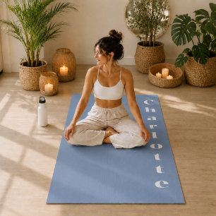 Tapis De Yoga Bleu poussiéreux bien-être minimaliste personnalis