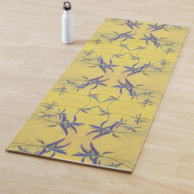 Tapis De Yoga Bleu rustique et Jaune (En situation)