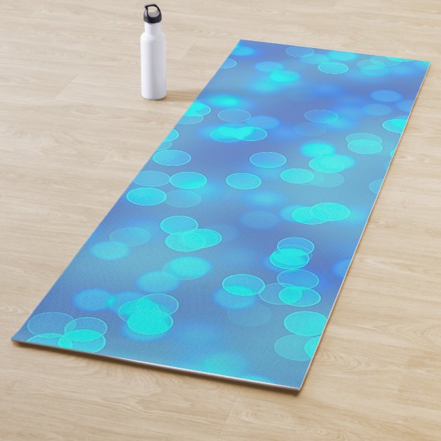 Tapis De Yoga Bleu Turquoise Bokeh Arrière - plan simple mais él (En situation)