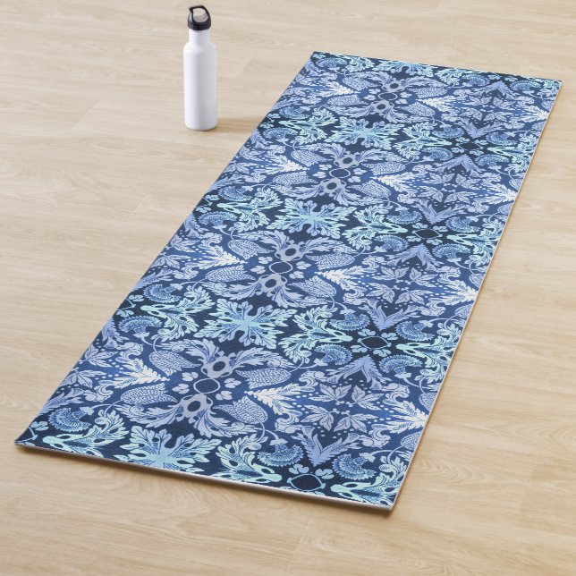 Tapis De Yoga Bleu Victorien Motif Yoga Mat (En situation)