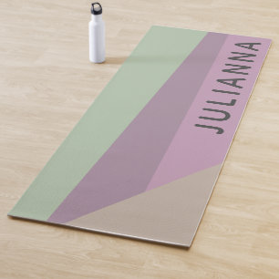 Tapis De Yoga Bloc de couleur géométrique Lilac Green Personnali