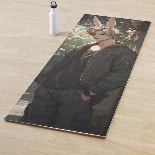 Tapis De Yoga Blond Anime Bunny Boy (En situation)