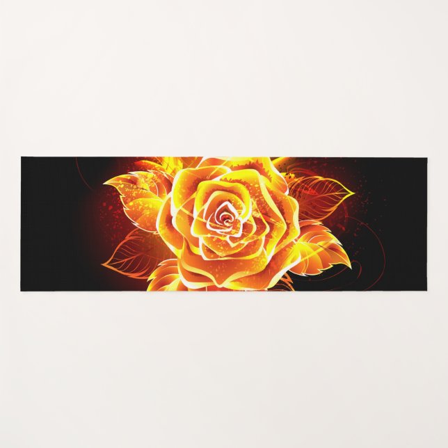 Tapis De Yoga Blooming Fire Rose (Devant (Horizontal))