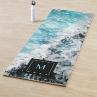 Blue Black Ocean Waves Hawaii Monogramme