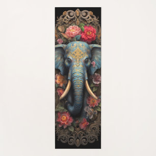 Tapis De Yoga Blue Elephant Serenity Bois sculpté avec fleurs
