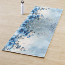 Blue Flowers and Pearls Yoga Mat