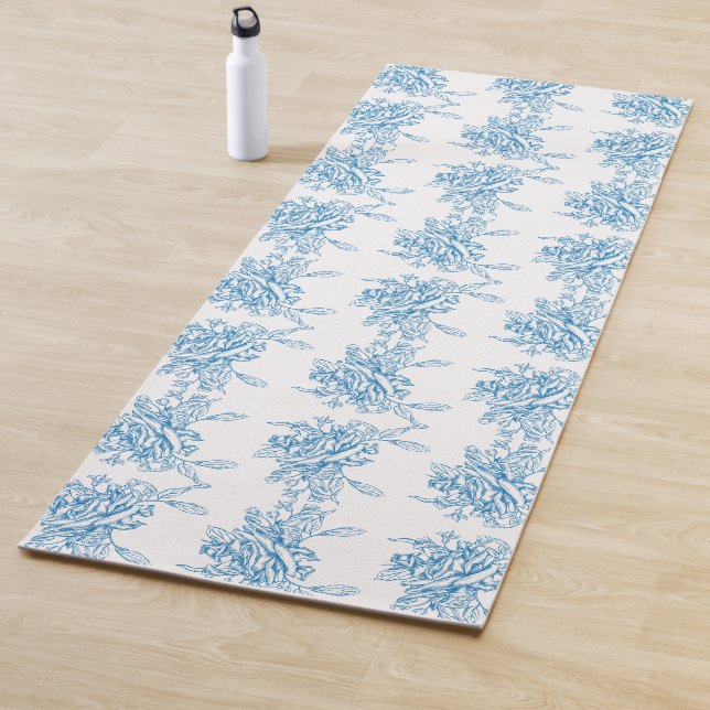 Tapis De Yoga Blue French Toile Pattern (En situation)