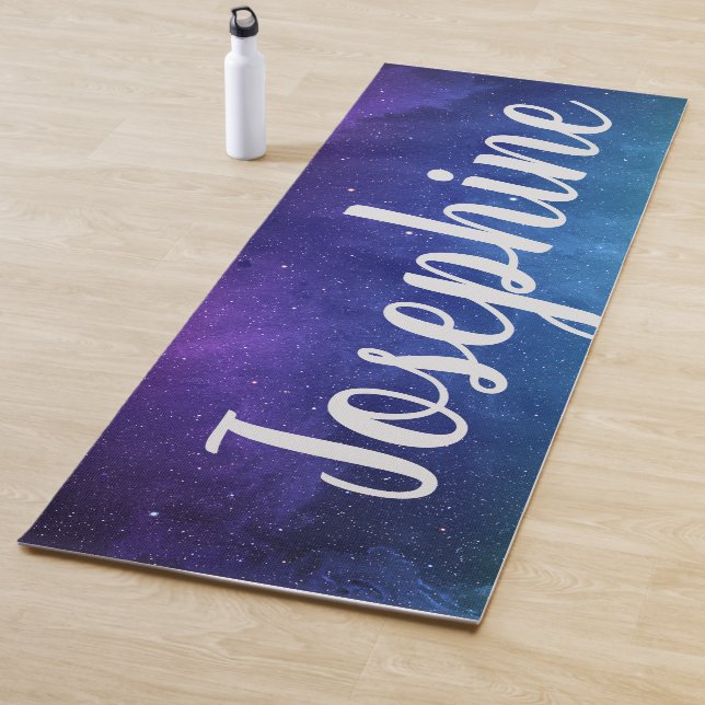 Tapis De Yoga Blue Galaxy Celestial Stars Space Art Personnalisé (En situation)