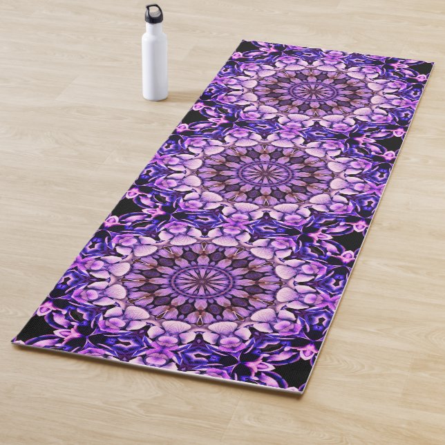 Tapis De Yoga Blue Hydrangea Flower Petals Abstrait Art Motif (En situation)